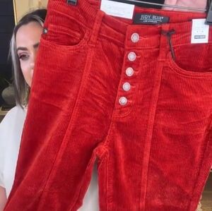 Retails$78 /JUDY BLUE 24W High Waist Aubrey button fly ankle leg jeans RUST